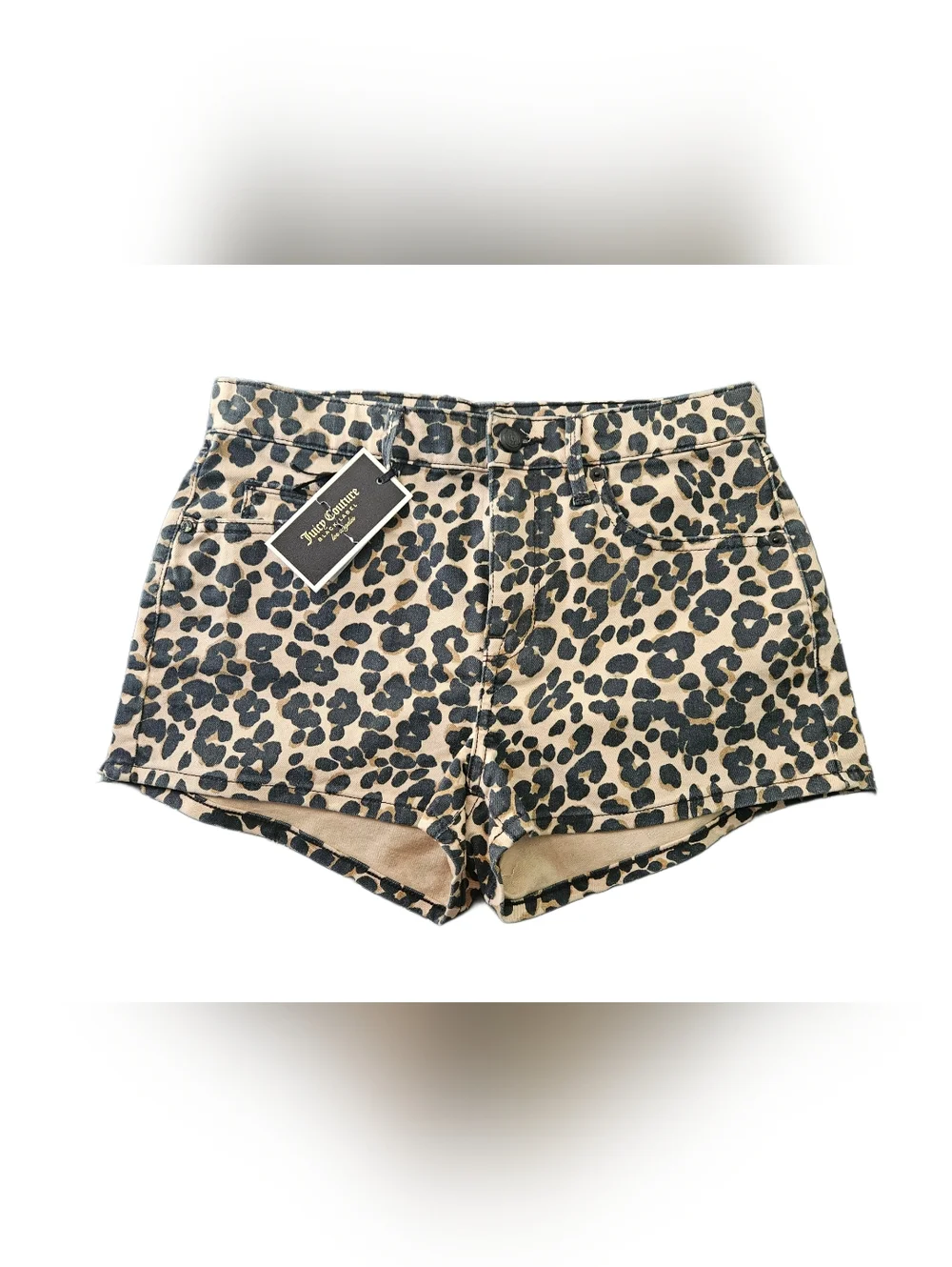 🐆 NWT Juicy Couture Black Label Leopard Print Denim Shorts - Sz 27